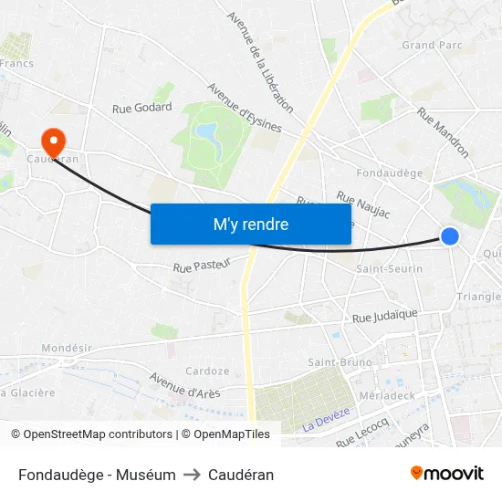 Fondaudège - Muséum to Caudéran map