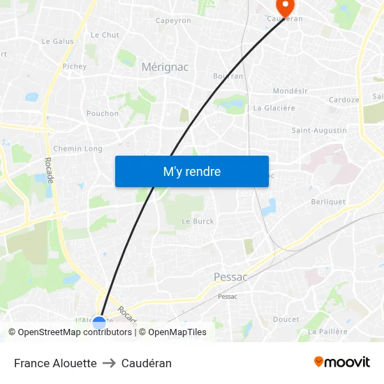 France Alouette to Caudéran map