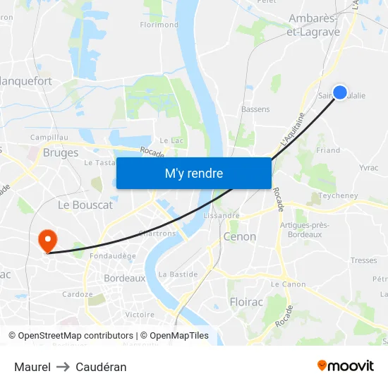 Maurel to Caudéran map