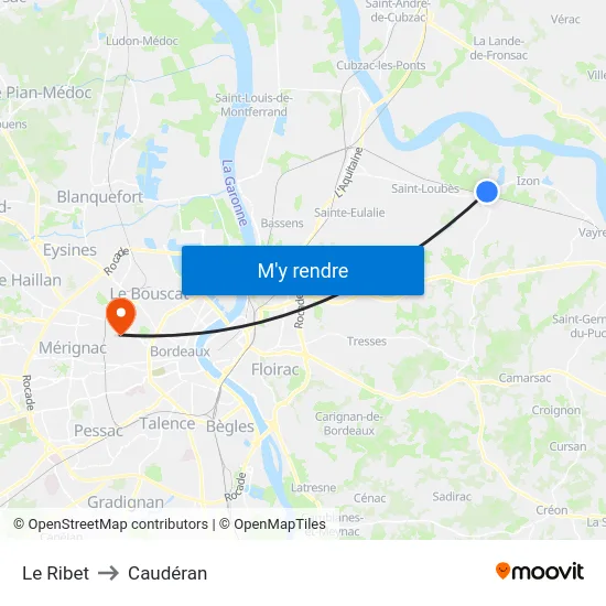 Le Ribet to Caudéran map