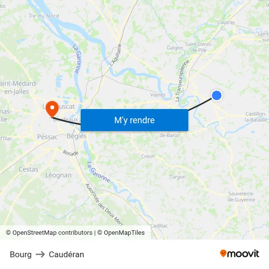 Bourg to Caudéran map