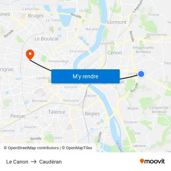 Le Canon to Caudéran map