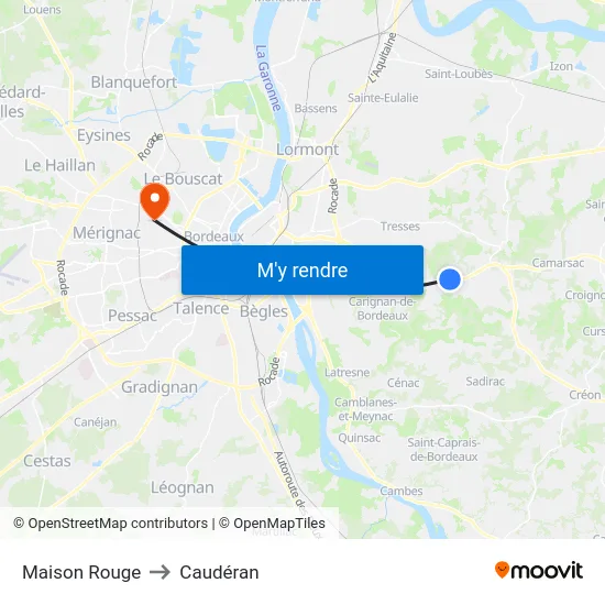 Maison Rouge to Caudéran map