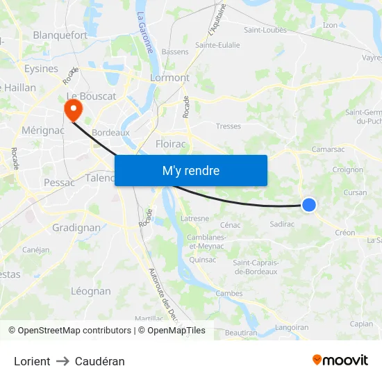 Lorient to Caudéran map