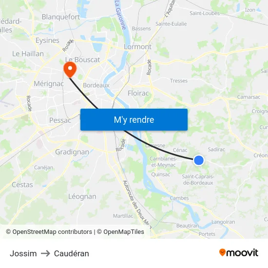 Jossim to Caudéran map