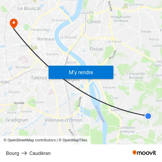 Bourg to Caudéran map