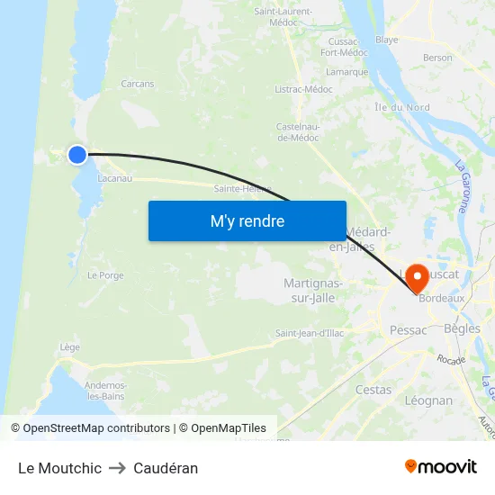Le Moutchic to Caudéran map