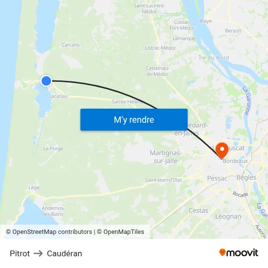 Pitrot to Caudéran map