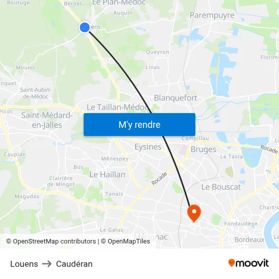 Louens to Caudéran map