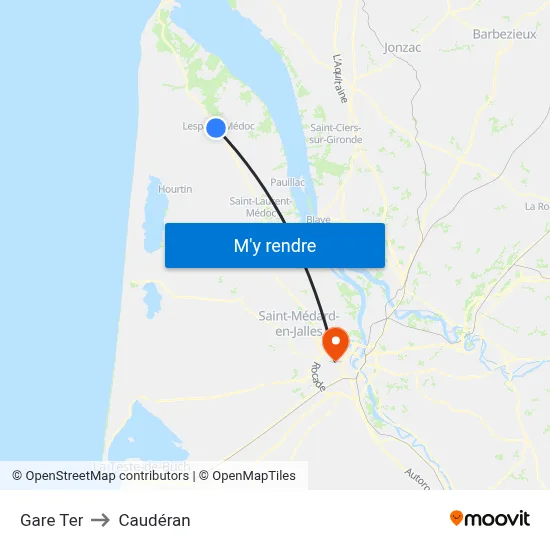 Gare Ter to Caudéran map