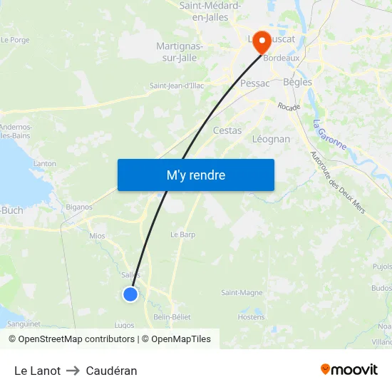 Le Lanot to Caudéran map