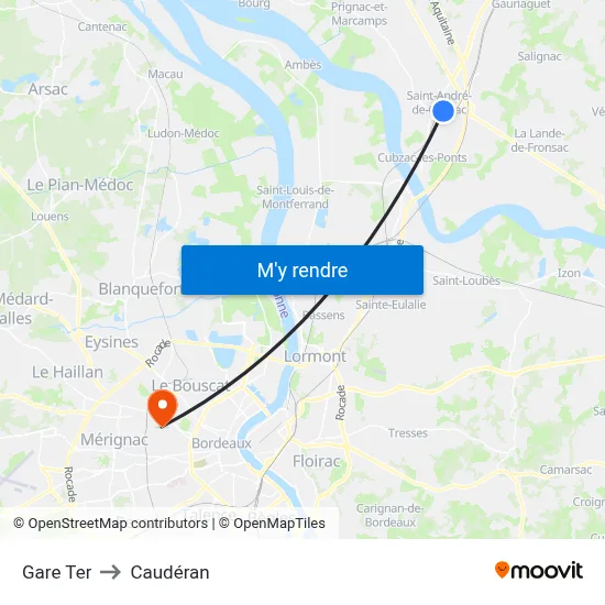 Gare Ter to Caudéran map