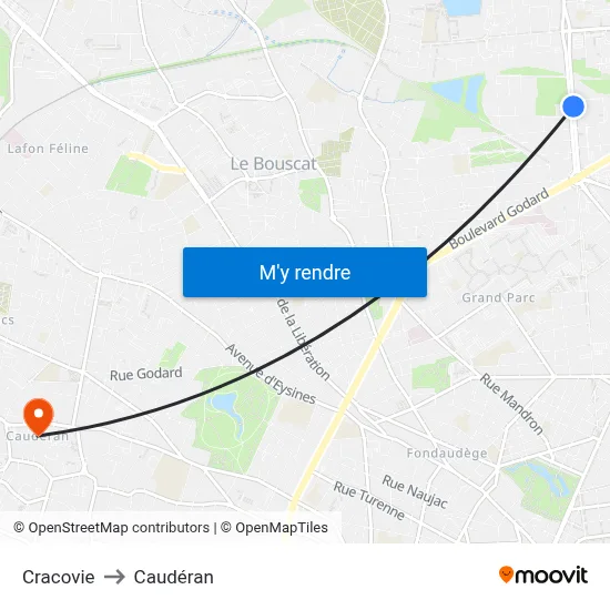 Cracovie to Caudéran map