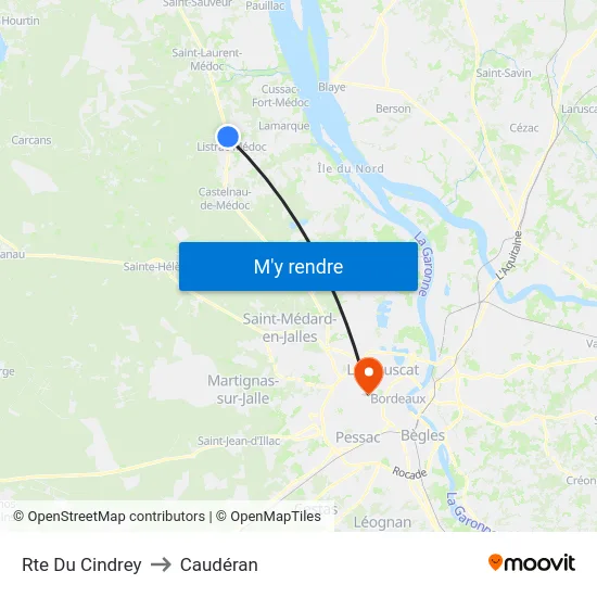 Rte Du Cindrey to Caudéran map