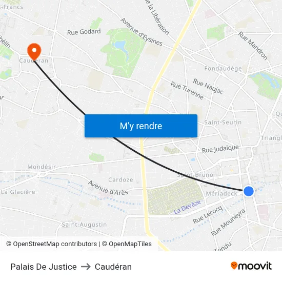 Palais De Justice to Caudéran map