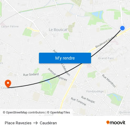 Place Ravezies to Caudéran map