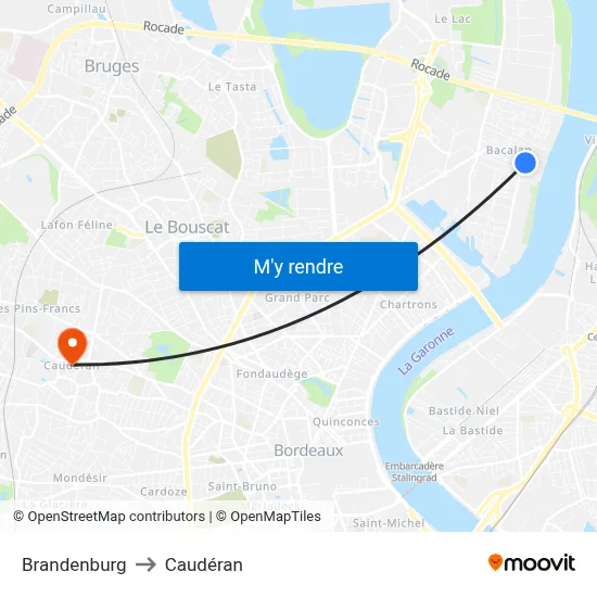 Brandenburg to Caudéran map