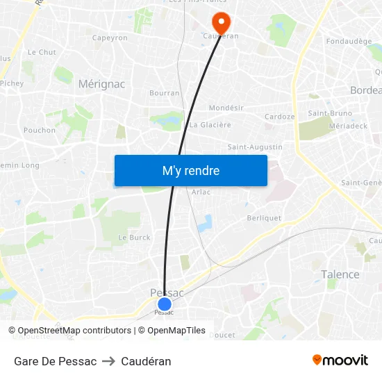 Gare De Pessac to Caudéran map