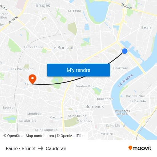 Faure - Brunet to Caudéran map