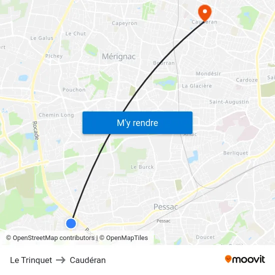 Le Trinquet to Caudéran map