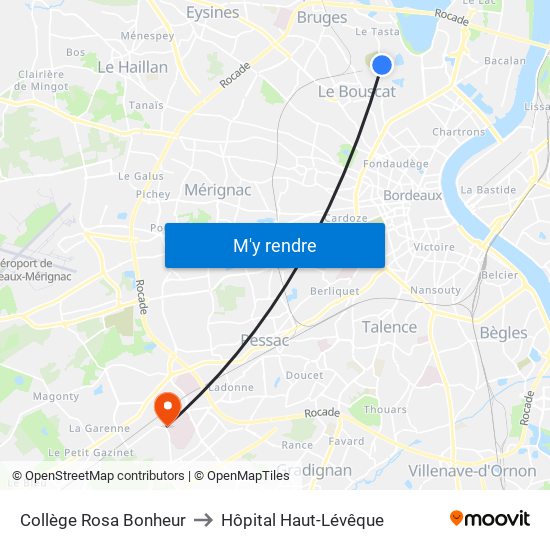 Collège Rosa Bonheur to Hôpital Haut-Lévêque map