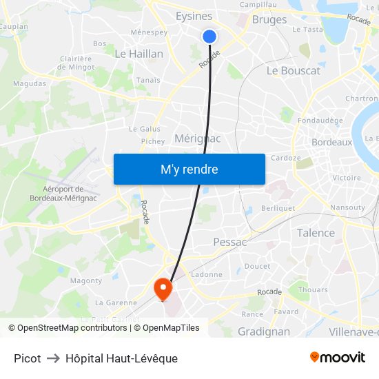 Picot to Hôpital Haut-Lévêque map
