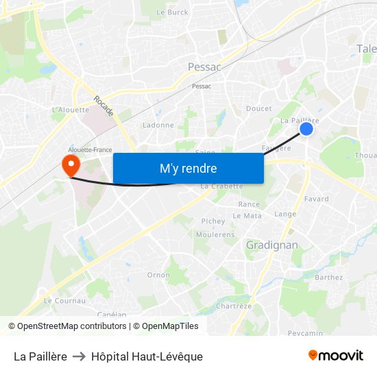 La Paillère to Hôpital Haut-Lévêque map
