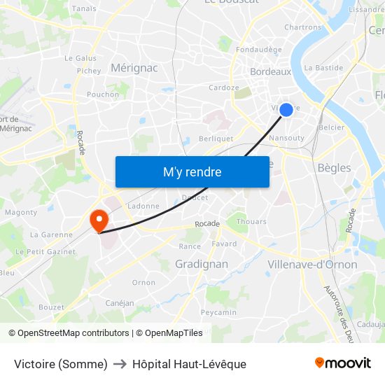 Victoire (Somme) to Hôpital Haut-Lévêque map