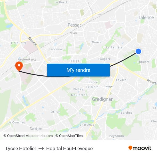 Lycée Hôtelier to Hôpital Haut-Lévêque map