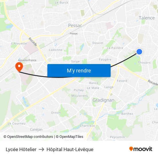 Lycée Hôtelier to Hôpital Haut-Lévêque map