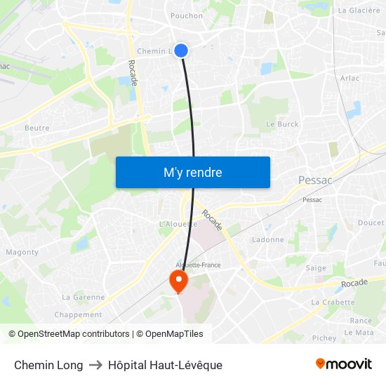 Chemin Long to Hôpital Haut-Lévêque map