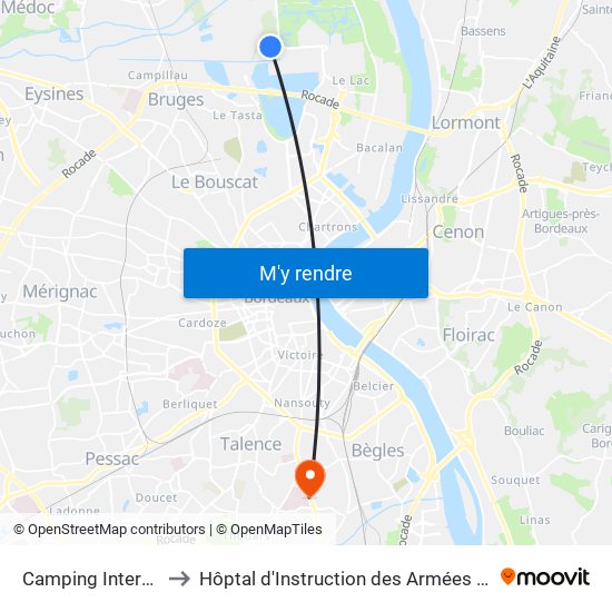 Camping International to Hôptal d'Instruction des Armées Robert Picqué map