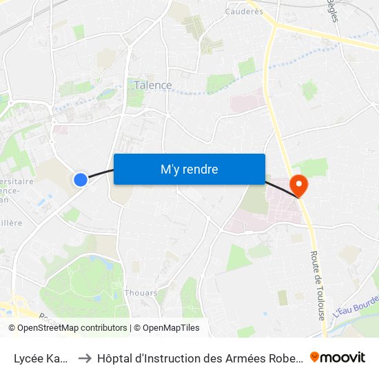 Lycée Kastler to Hôptal d'Instruction des Armées Robert Picqué map
