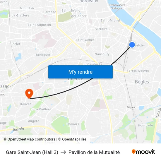 Gare Saint-Jean (Hall 3) to Pavillon de la Mutualité map