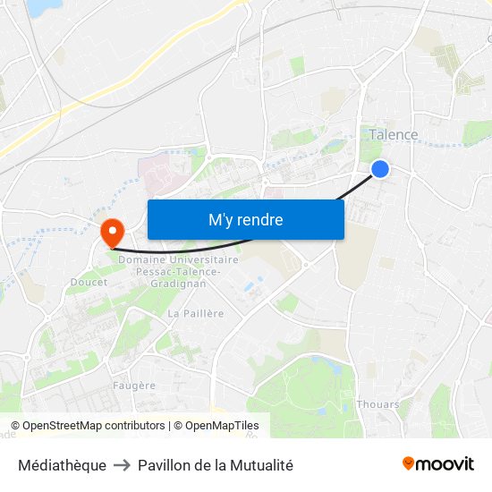 Médiathèque to Pavillon de la Mutualité map