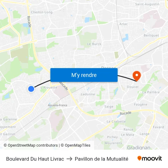 Boulevard Du Haut Livrac to Pavillon de la Mutualité map