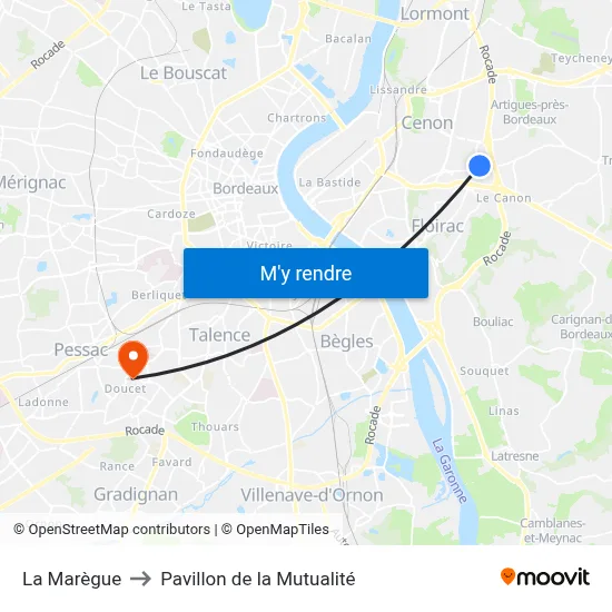 La Marègue to Pavillon de la Mutualité map