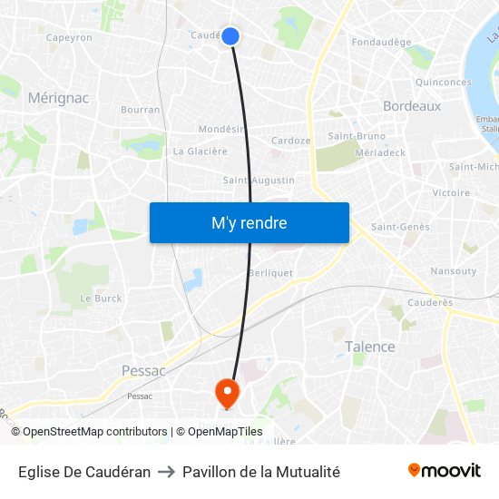 Eglise De Caudéran to Pavillon de la Mutualité map