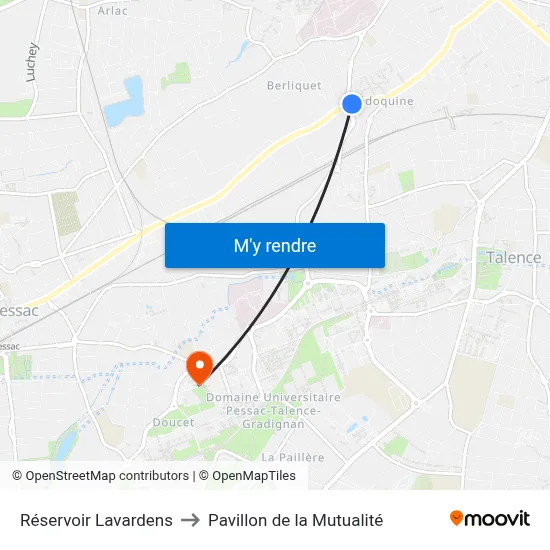 Réservoir Lavardens to Pavillon de la Mutualité map