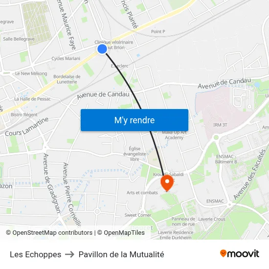 Les Echoppes to Pavillon de la Mutualité map
