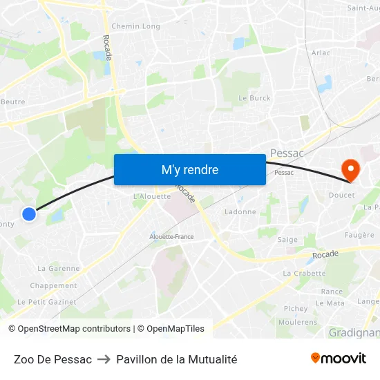 Zoo De Pessac to Pavillon de la Mutualité map