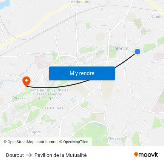 Dourout to Pavillon de la Mutualité map