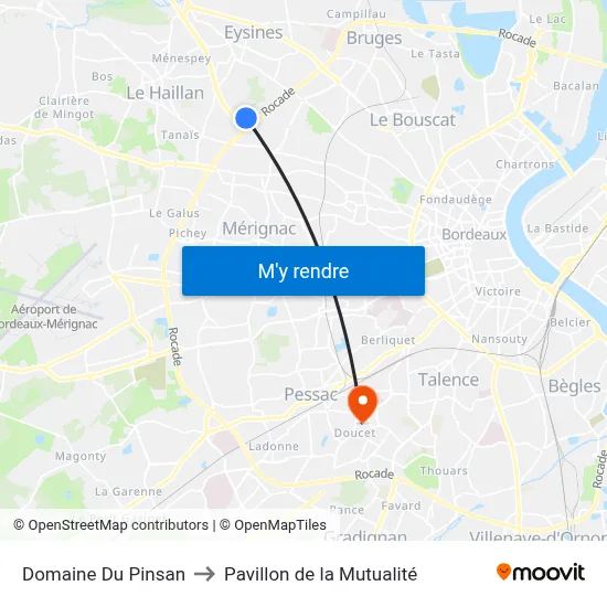 Domaine Du Pinsan to Pavillon de la Mutualité map