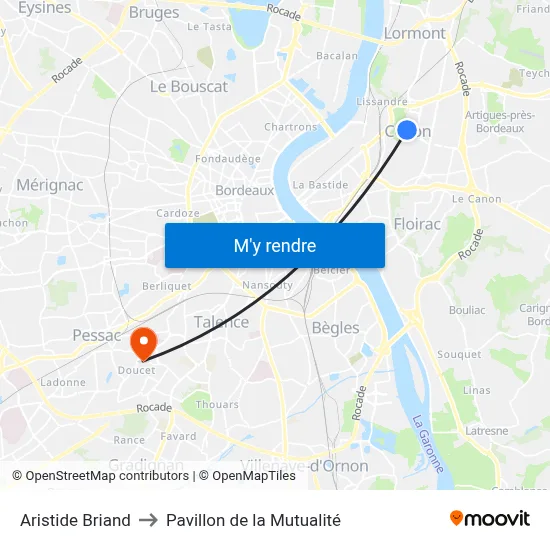 Aristide Briand to Pavillon de la Mutualité map