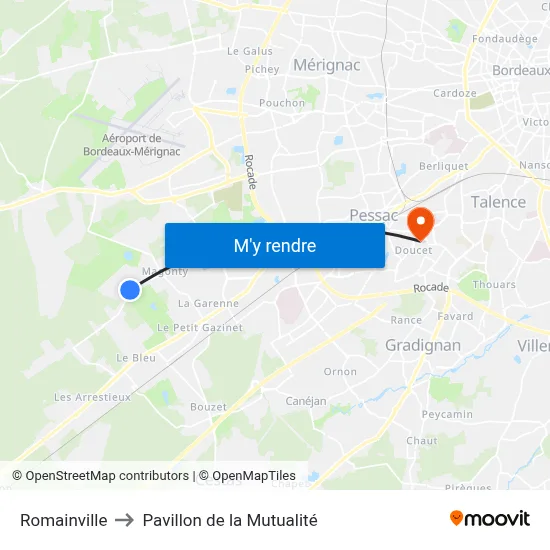 Romainville to Pavillon de la Mutualité map