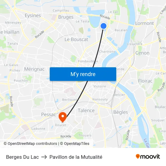 Berges Du Lac to Pavillon de la Mutualité map