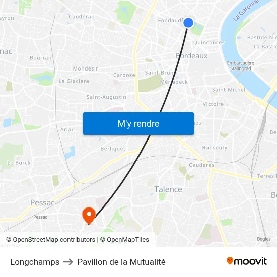 Longchamps to Pavillon de la Mutualité map