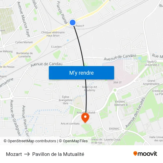 Mozart to Pavillon de la Mutualité map