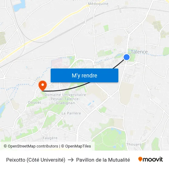 Peixotto (Côté Université) to Pavillon de la Mutualité map