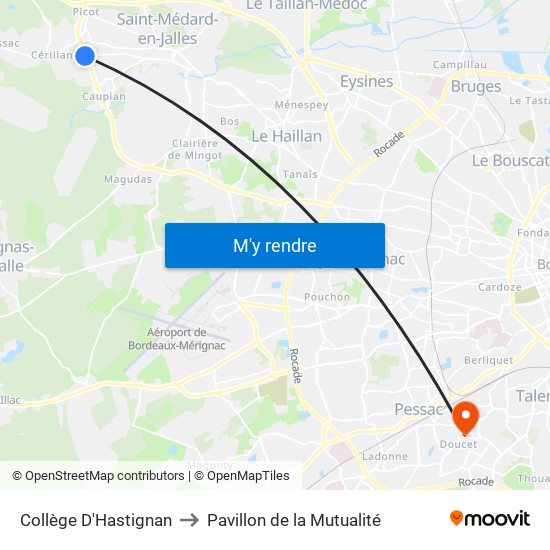 Collège D'Hastignan to Pavillon de la Mutualité map